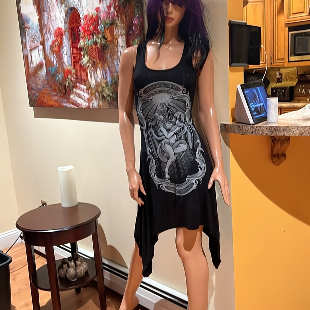 Killstar Goddess Gothic Punk Witchy Snakes XS Lace Up Corset Tunic Dress nwt